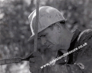 Dan Blankenship works at Borehole 10X, Oak Island