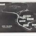 Areial view of Oak Island (1965) showing workings in the Money Pit area (right).