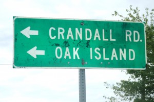 Sign pointing to Oak Island