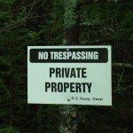 Sign marking Nolan's boundary, Oak Island