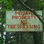 Sign marking Nolan's boundary, Oak Island