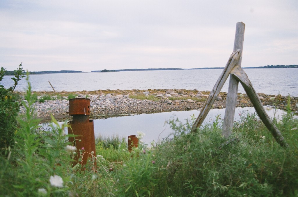 Old drill hole shafts, Oak Island