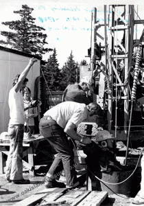 Dan Blankenship is lowered into Borehole 10X